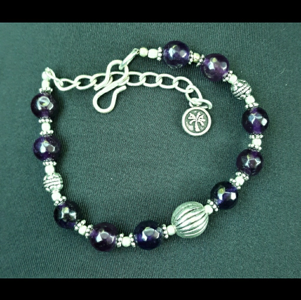 New Handmade Amethyst Silver Bracelet 25$